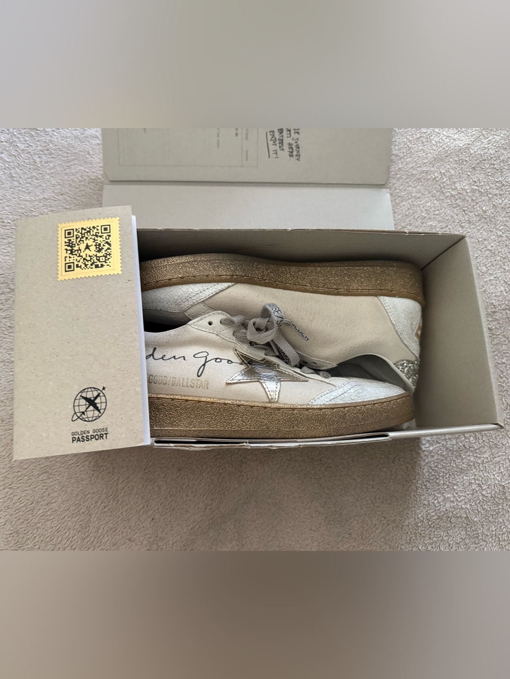 Golden Goose Women's Cream Sneakers with Metallic Gold Star